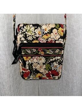 Vera Bradley Poppy Fields Black Red Floral Cotton Hipster Crossbody Bag